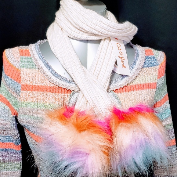 Cat and Jack faux fur pom scarf, New濾泥 - Picture 2 of 5